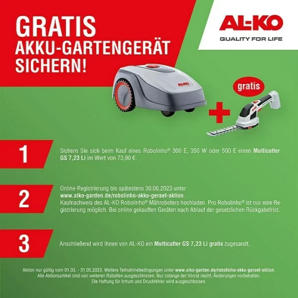 BAUHAUS AL-KO Mähroboter Robolinho 300 E 20 V, 2,5 Ah, Max. Flächenempfehlung: 300 M² 3