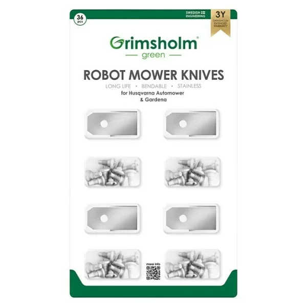 BAUHAUS Grimsholm Green Ersatzmesser 36 Stk., Passend Für: Husqvarna Automower, Gardena, McCulloch 1