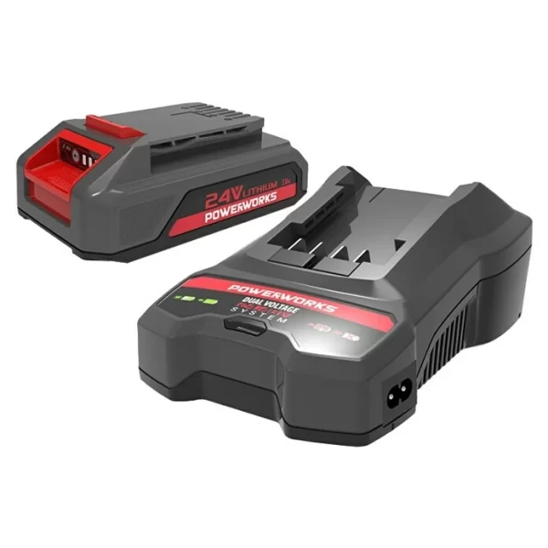 BAUHAUS Powerworks Dual Voltage Akku & Ladegerät Starter-Kit PSK24B2 24 V, 1 Akku, 2 Ah 1