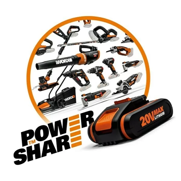 BAUHAUS Worx Akku-Kettensäge WG322E 20 V, Li-Ionen, 2 Ah, 1 Akku, Schwertlänge: 25 Cm 6