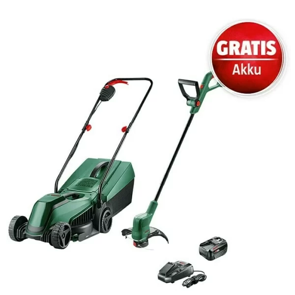 BAUHAUS Bosch Easy Akku-Rasenmäher-Set Akku-Rasenmäher 18V-32-200 + Akku-Rasentrimmer18V-26 1 Akku, 4 Ah 1