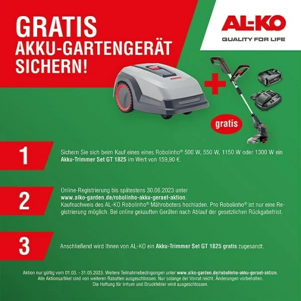 BAUHAUS AL-KO Mähroboter Robolinho 1300 W 25,2 V, 5 Ah, Max. Flächenempfehlung: 1.000 M² 3
